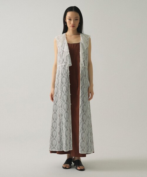 Ray BEAMS（レイビームス）の「ラッフルカラー レース ワンピース（ワンピース・レディース・ホワイト/ブラック・ONE SIZE）」の2枚目の写真