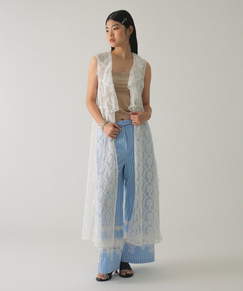 Ray BEAMS（レイビームス）の「ラッフルカラー レース ワンピース（ワンピース・レディース・ホワイト/ブラック・ONE SIZE）」の10枚目の写真