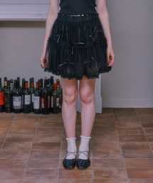 LULUCHOU（ルルシュ）の「Ribbon cancan lace skirt - BLACK（スカート）」