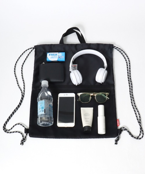 VISION STREET WEAR（ヴィジョンストリートウェア）の「VISION STREET WEAR（ヴィジョンストリートウェア）DRAWSTRING BAG/ワンポイントロゴ ナップサック（バックパック/リュック・メンズ・ブラック系1/ブラック系2・FREE）」の17枚目の写真