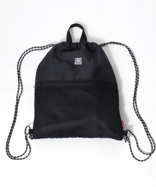 VISION STREET WEAR（ヴィジョンストリートウェア）の「VISION STREET WEAR（ヴィジョンストリートウェア）DRAWSTRING BAG/ワンポイントロゴ ナップサック（バックパック/リュック・メンズ・ブラック系1/ブラック系2・FREE）」の3枚目の写真