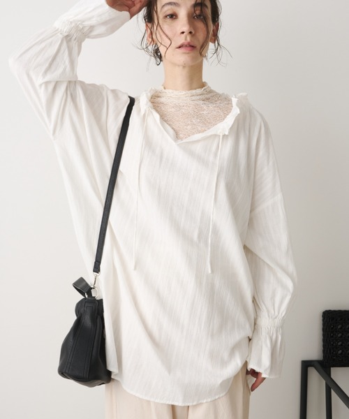 Libra Cue（リブラ キュー）の「ラッフルシアーカットソー（Tシャツ/カットソー・レディース・ブラック/アイボリー・FREE）」の16枚目の写真