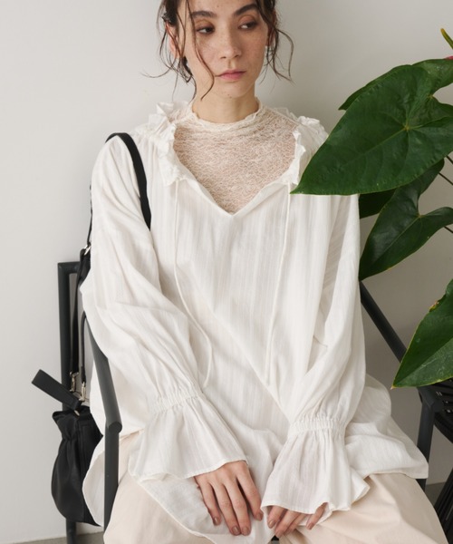 Libra Cue（リブラ キュー）の「ラッフルシアーカットソー（Tシャツ/カットソー・レディース・ブラック/アイボリー・FREE）」の17枚目の写真