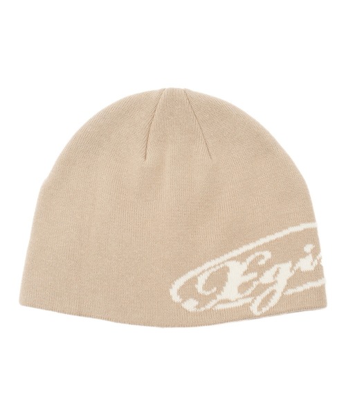 X-girl(エックスガール)の「DIAGONAL OVAL LOGO JACQUARD BEANIE(ニットキャップ/ビーニー・レディース・ブラック/レッド/ベージュ・ONE SIZE)」の7枚目の写真