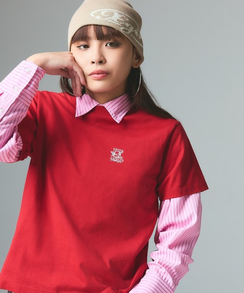 X-girl(エックスガール)の「DIAGONAL OVAL LOGO JACQUARD BEANIE(ニットキャップ/ビーニー・レディース・ブラック/レッド/ベージュ・ONE SIZE)」の13枚目の写真