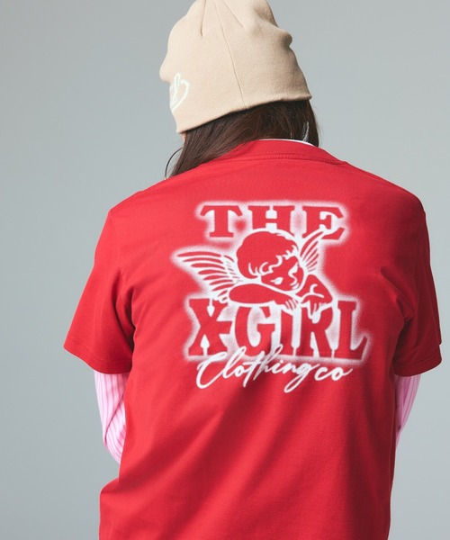 X-girl(エックスガール)の「DIAGONAL OVAL LOGO JACQUARD BEANIE(ニットキャップ/ビーニー・レディース・ブラック/レッド/ベージュ・ONE SIZE)」の14枚目の写真