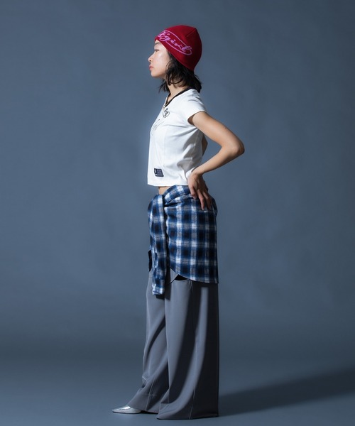 X-girl（エックスガール）の「DIAGONAL OVAL LOGO JACQUARD BEANIE（ニットキャップ/ビーニー・レディース・ブラック/レッド/ベージュ・ONE SIZE）」の22枚目の写真