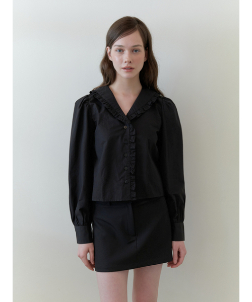 KINDABABY(カインダベイビー)の「pring frill blouse - black(シャツ/ブラウス・レディース・ブラック・FREE)」の1枚目の写真