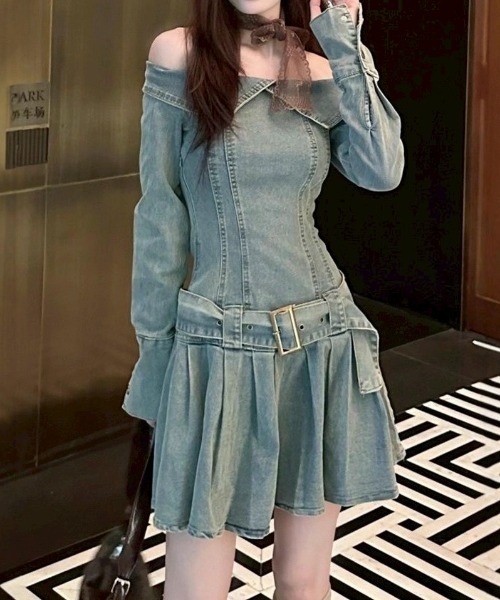 almo（アルモ）の「【LAMPOON】デニムフレアワンピース（ワンピース・レディース・ブルー・LARGE/MEDIUM）」の8枚目の写真