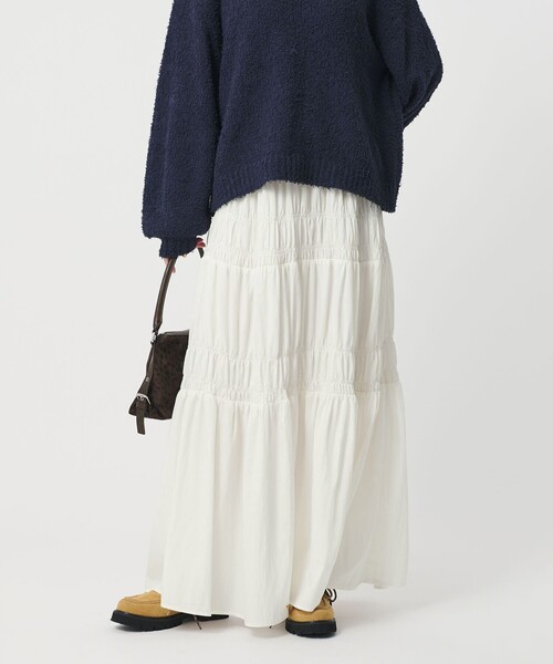 BEAUTY&YOUTH UNITED ARROWS（ビューティーアンドユースユナイテッドアローズ）の「レーヨンブレンド シャーリング ロングスカート（スカート・レディース・ホワイト/ライトグレー・M/S）」の2枚目の写真
