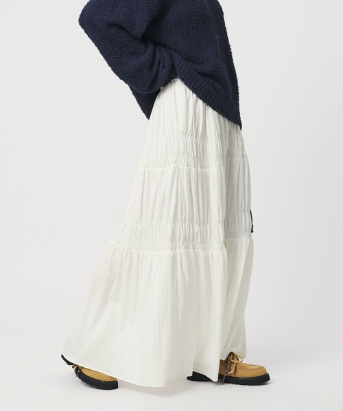 BEAUTY&YOUTH UNITED ARROWS（ビューティーアンドユースユナイテッドアローズ）の「レーヨンブレンド シャーリング ロングスカート（スカート・レディース・ホワイト/ライトグレー・M/S）」の3枚目の写真