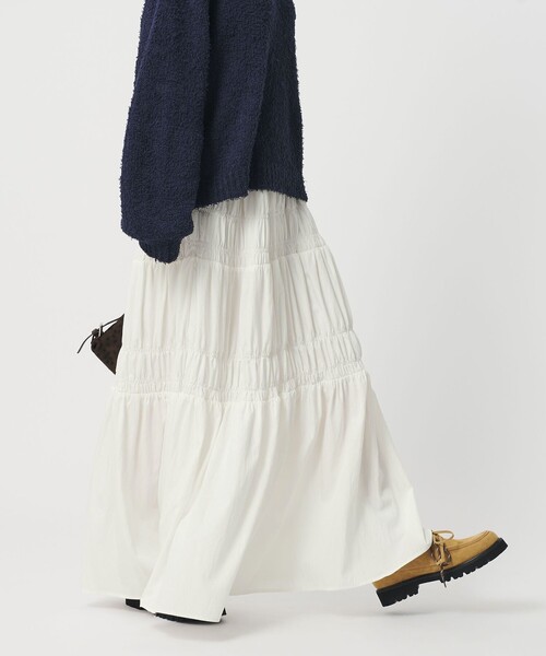 BEAUTY&YOUTH UNITED ARROWS（ビューティーアンドユースユナイテッドアローズ）の「レーヨンブレンド シャーリング ロングスカート（スカート・レディース・ホワイト/ライトグレー・M/S）」の4枚目の写真