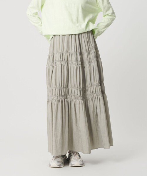 BEAUTY&YOUTH UNITED ARROWS（ビューティーアンドユースユナイテッドアローズ）の「レーヨンブレンド シャーリング ロングスカート（スカート・レディース・ホワイト/ライトグレー・M/S）」の6枚目の写真