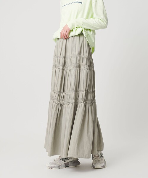 BEAUTY&YOUTH UNITED ARROWS（ビューティーアンドユースユナイテッドアローズ）の「レーヨンブレンド シャーリング ロングスカート（スカート・レディース・ホワイト/ライトグレー・M/S）」の7枚目の写真