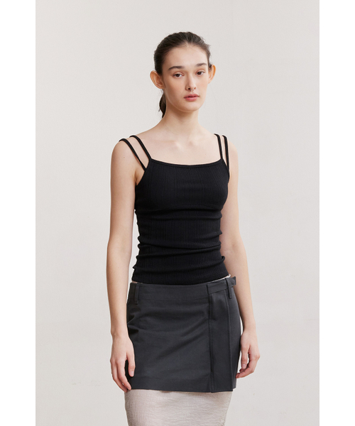 AFTERHOURS(アフターアワーズ)の「DOUBLE STRAP SLEEVELESS (BLACK)(Tシャツ/カットソー・レディース・その他・FREE)」の1枚目の写真