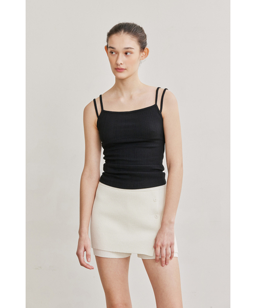 AFTERHOURS(アフターアワーズ)の「DOUBLE STRAP SLEEVELESS (BLACK)(Tシャツ/カットソー・レディース・その他・FREE)」の4枚目の写真