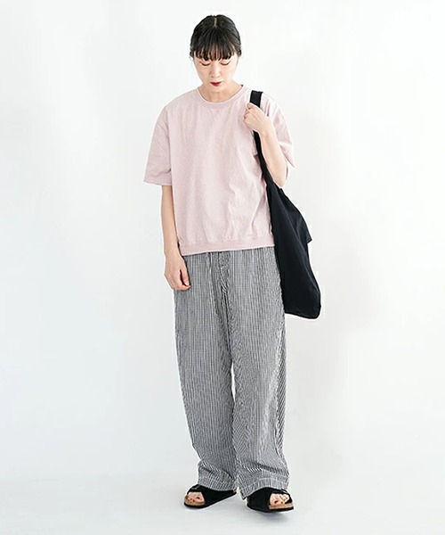 SOLAMONAT(ソラモナ)の「パフ天竺 リブベーシック T(Tシャツ/カットソー・レディース・ライトピンク/ホワイト/キナリ/グレー/ブラック/ライトブルー・L/S/M)」の6枚目の写真