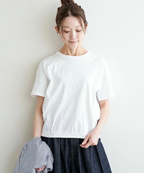 SOLAMONAT(ソラモナ)の「パフ天竺 リブベーシック T(Tシャツ/カットソー・レディース・ライトピンク/ホワイト/キナリ/グレー/ブラック/ライトブルー・L/S/M)」の2枚目の写真