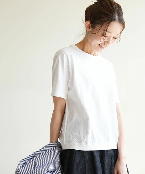 SOLAMONAT(ソラモナ)の「パフ天竺 リブベーシック T(Tシャツ/カットソー・レディース・ライトピンク/ホワイト/キナリ/グレー/ブラック/ライトブルー・L/S/M)」の7枚目の写真