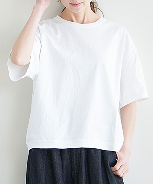 SOLAMONAT(ソラモナ)の「パフ天竺 リブベーシック T(Tシャツ/カットソー・レディース・ライトピンク/ホワイト/キナリ/グレー/ブラック/ライトブルー・L/S/M)」の9枚目の写真