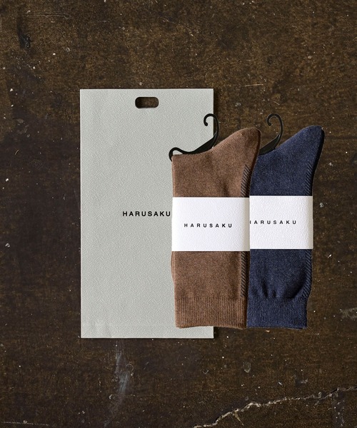 HARUSAKU（ハルサク）の「Herringbone Back Line Socks GIFT 2P SET ：ヘリンボーン バックライン ソックス ギフト プレゼントセット 2足（ソックス/靴下・メンズ・ブラック/ネイビー/ダークグレー・L/M）」の3枚目の写真
