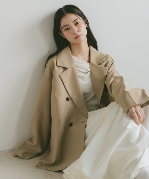 VANNIE U（ヴァニーユー）の「ベーシックオーバーサイズテーラードジャケット（テーラードジャケット・レディース・ベージュ/グレー/ブラック・FREE）」の3枚目の写真