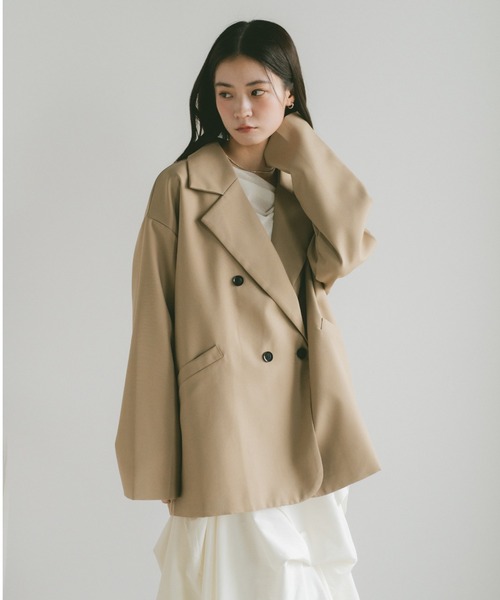 VANNIE U（ヴァニーユー）の「ベーシックオーバーサイズテーラードジャケット（テーラードジャケット・レディース・ベージュ/グレー/ブラック・FREE）」の9枚目の写真