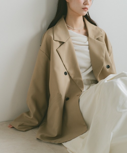 VANNIE U（ヴァニーユー）の「ベーシックオーバーサイズテーラードジャケット（テーラードジャケット・レディース・ベージュ/グレー/ブラック・FREE）」の10枚目の写真