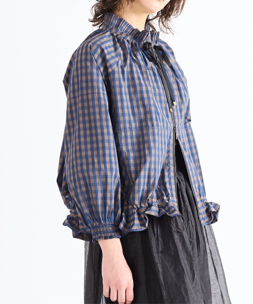 gingham check pleats frill blouson（ブルゾン）｜Marilyn Moon