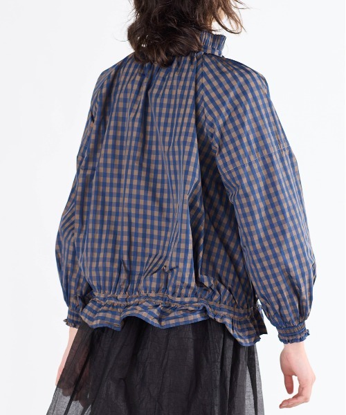 gingham check pleats frill blouson（ブルゾン）｜Marilyn Moon