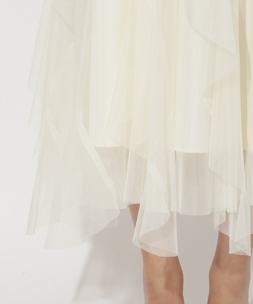AND COUTURE(アンドクチュール)の「ラッフルフリルチュールスカート(スカート・レディース・アイボリー/サックスブルー/ブラック/ピンク・FREE)」の11枚目の写真