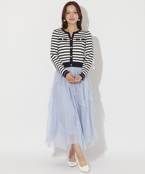 AND COUTURE(アンドクチュール)の「ラッフルフリルチュールスカート(スカート・レディース・アイボリー/サックスブルー/ブラック/ピンク・FREE)」の18枚目の写真