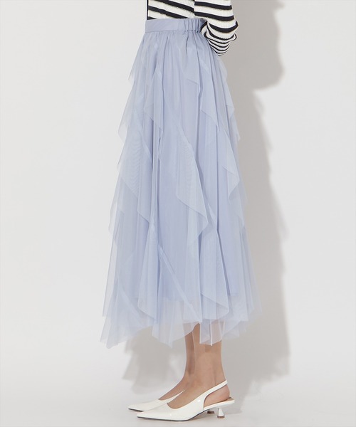AND COUTURE(アンドクチュール)の「ラッフルフリルチュールスカート(スカート・レディース・アイボリー/サックスブルー/ブラック/ピンク・FREE)」の20枚目の写真