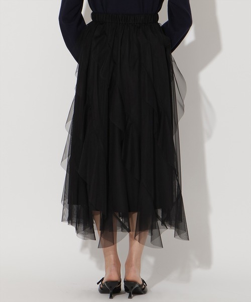 AND COUTURE(アンドクチュール)の「ラッフルフリルチュールスカート(スカート・レディース・アイボリー/サックスブルー/ブラック/ピンク・FREE)」の14枚目の写真