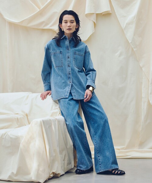 allureville(アルアバイル)の「【ATELIER Line】デニムバギーパンツ(デニムパンツ・レディース・ブラック/インディゴブルー・1/2)」の4枚目の写真