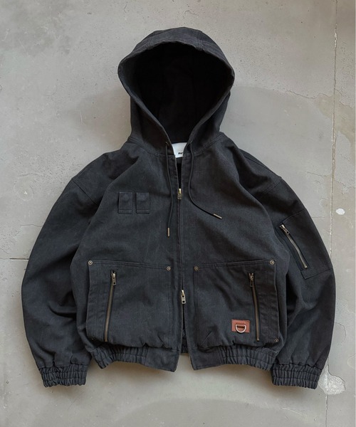Perushu(ペルーシュ)の「DOUBLE ZIP 4POCKET UTILITY SHORT HOODED BLOUSON/ダブルジップ4ポケットユーティリティショートフードブルゾン(ブルゾン・メンズ・ブラック/その他/ピンク・SMALL/LARGE/MEDIUM)」の1枚目の写真