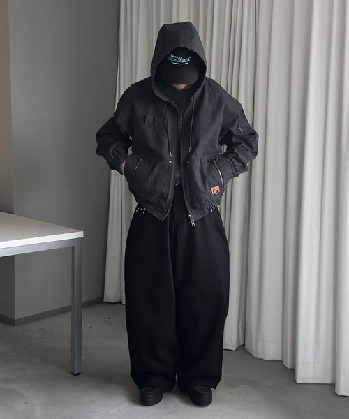 Perushu(ペルーシュ)の「DOUBLE ZIP 4POCKET UTILITY SHORT HOODED BLOUSON/ダブルジップ4ポケットユーティリティショートフードブルゾン(ブルゾン・メンズ・ブラック/その他/ピンク・SMALL/LARGE/MEDIUM)」の15枚目の写真