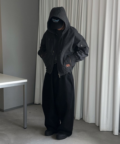 Perushu(ペルーシュ)の「DOUBLE ZIP 4POCKET UTILITY SHORT HOODED BLOUSON/ダブルジップ4ポケットユーティリティショートフードブルゾン(ブルゾン・メンズ・ブラック/その他/ピンク・SMALL/LARGE/MEDIUM)」の16枚目の写真