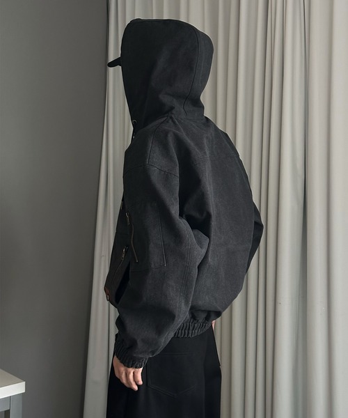 Perushu(ペルーシュ)の「DOUBLE ZIP 4POCKET UTILITY SHORT HOODED BLOUSON/ダブルジップ4ポケットユーティリティショートフードブルゾン(ブルゾン・メンズ・ブラック/その他/ピンク・SMALL/LARGE/MEDIUM)」の14枚目の写真