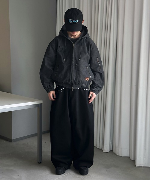 Perushu(ペルーシュ)の「DOUBLE ZIP 4POCKET UTILITY SHORT HOODED BLOUSON/ダブルジップ4ポケットユーティリティショートフードブルゾン(ブルゾン・メンズ・ブラック/その他/ピンク・SMALL/LARGE/MEDIUM)」の19枚目の写真