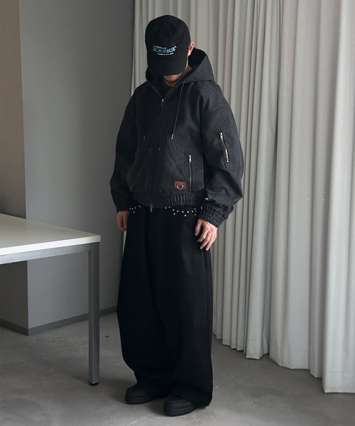 Perushu(ペルーシュ)の「DOUBLE ZIP 4POCKET UTILITY SHORT HOODED BLOUSON/ダブルジップ4ポケットユーティリティショートフードブルゾン(ブルゾン・メンズ・ブラック/その他/ピンク・SMALL/LARGE/MEDIUM)」の20枚目の写真