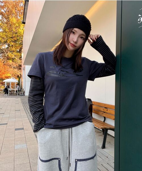 CARGOBROS FOR WOMAN(カーゴブロスフォーウィメン)の「ヴィンテージサークルレイヤード長袖Tシャツ(チャコール)(Tシャツ/カットソー・レディース・その他・FREE)」の9枚目の写真