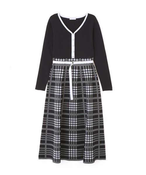 JILL by JILL STUART(ジルバイジルスチュアート)の「チェックニットワンピース(ワンピース・レディース・ネイビー/ブラック/ブルー・FREE)」の9枚目の写真