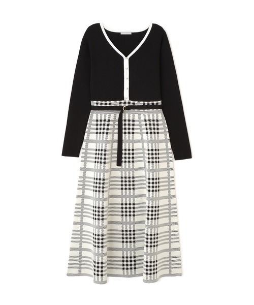 JILL by JILL STUART(ジルバイジルスチュアート)の「チェックニットワンピース(ワンピース・レディース・ネイビー/ブラック/ブルー・FREE)」の6枚目の写真