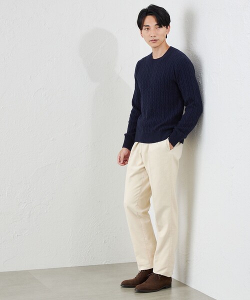 S.ESSENTIALS(エスエッセンシャルズ)の「カシミヤクルーネックケーブル(ニット/セーター・メンズ・ダークネイビー・48/46)」の2枚目の写真