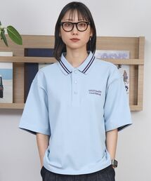 【FFEIN(フェイン)】配色ラインワンポイント刺繍ポロシャツ / ポロシャツ 配色 半袖 刺繍 衿 ポロ
