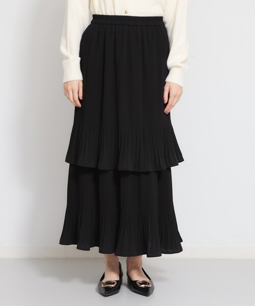THE SHOP TK (ザ ショップ ティーケー )の「【きれいめにもカジュアルにも】2段ティアードプリーツスカート(スカート・レディース・ブラック/ライトグレー・13/12)」の11枚目の写真