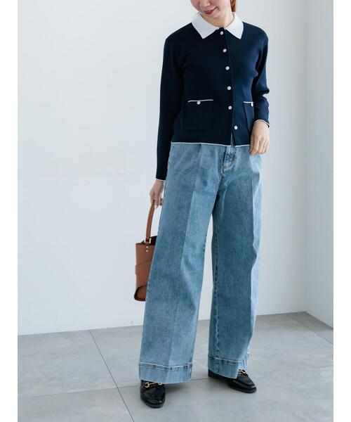 Te chichi(テチチ)の「ワイドデニムパンツ(その他パンツ・レディース・ネイビー/サックスブルー・M/S)」の3枚目の写真