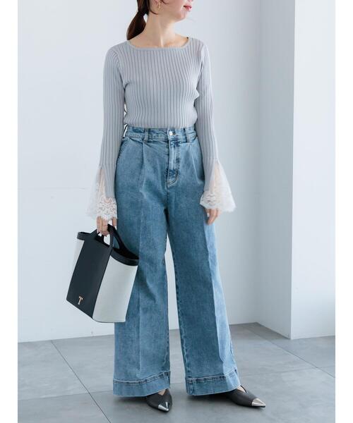 Te chichi(テチチ)の「ワイドデニムパンツ(その他パンツ・レディース・ネイビー/サックスブルー・M/S)」の5枚目の写真
