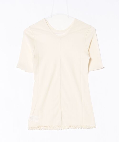 HAKUJI（ハクジ）の「HAKUJI Sheer rib HS PO（Tシャツ/カットソー・レディース・オフホワイト/ライトイエロー/ブラック・FREE）」の4枚目の写真